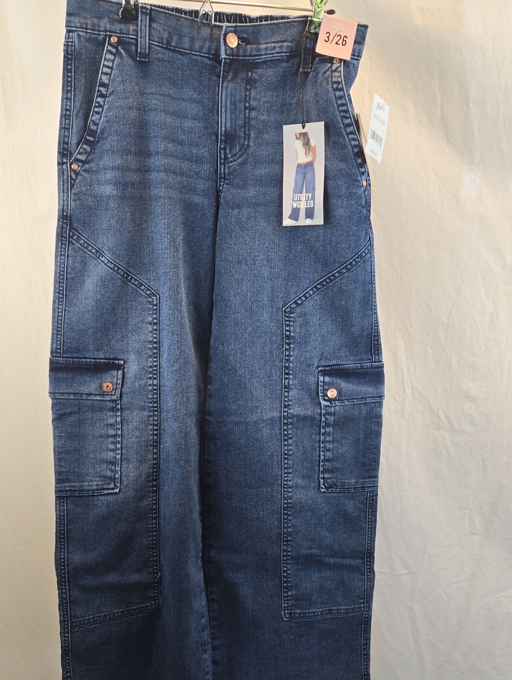 Utility Relaxed Cargo Jeans - Dark Blue